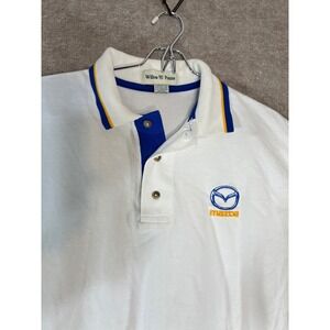 Vintage Mazda Polo Shirt Mens XXL Willow Pointe USA Embroidered Logo White Blue